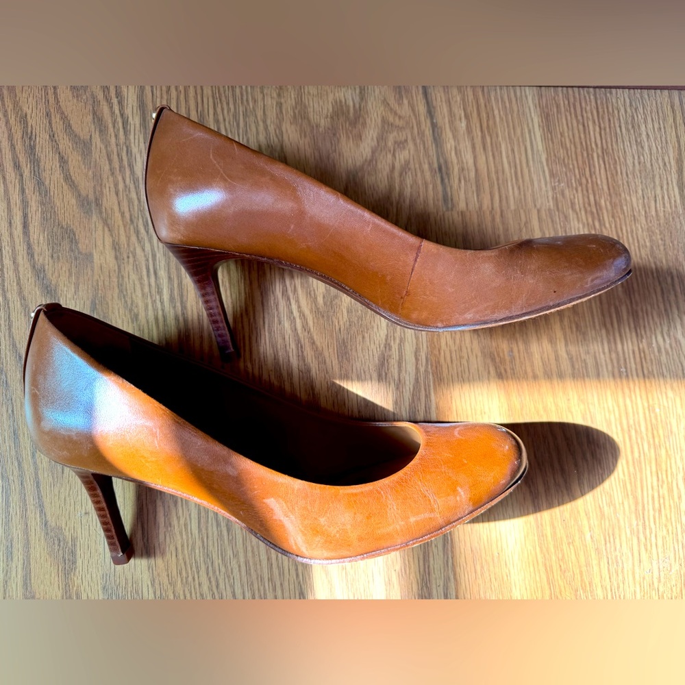 [Tory Burch] “Leah” Brown Leather Mid Heel Pump Sz: 7.5M